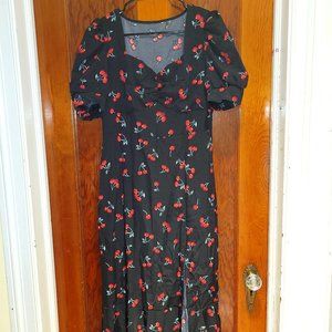 COPY - SHEIN Cherry Thigh Slit Milkmaid Dress 8/10